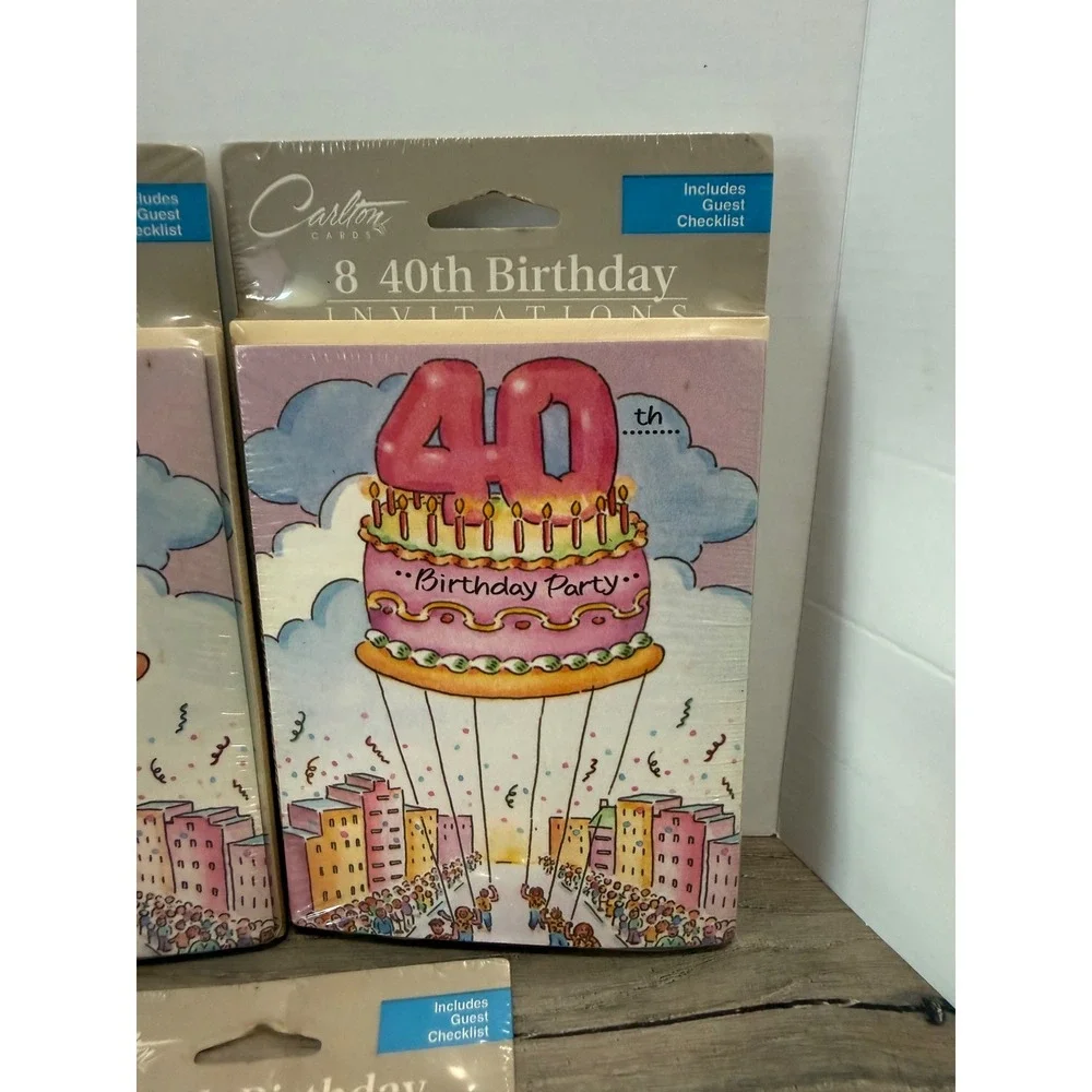 Carlton Cards 40th Birthday Party Invitations Lot of 5 Packs 40 Total New Sealed